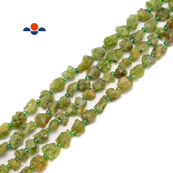 Natural Peridot Rough Nugget Beads Size 8x10mm-10x13mm 15.5'' Strand