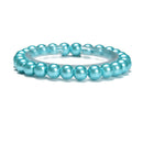 Aqua Color Glass Pearl Smooth Round Bracelet Beads Size 6mm - 12mm 7.5'' Length