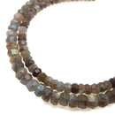 Labradorite Faceted Irregular Nugget Rondelle Beads 5x7mm 6x9mm 15.5" Strand