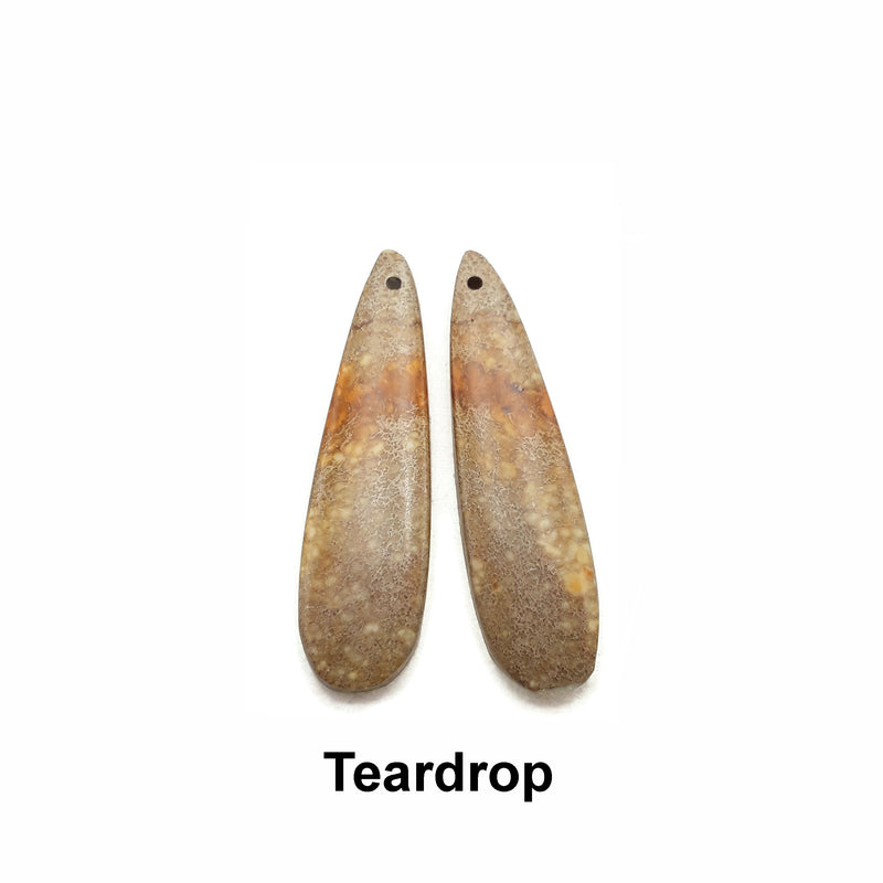Brown Aqua Terra Teardrop/Rectangle/Eye/Leaf Shape Pendant Earrings Sold Per Pair