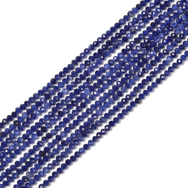 Natural Sodalite Faceted Round Beads Size 2mm 15.5'' Strand