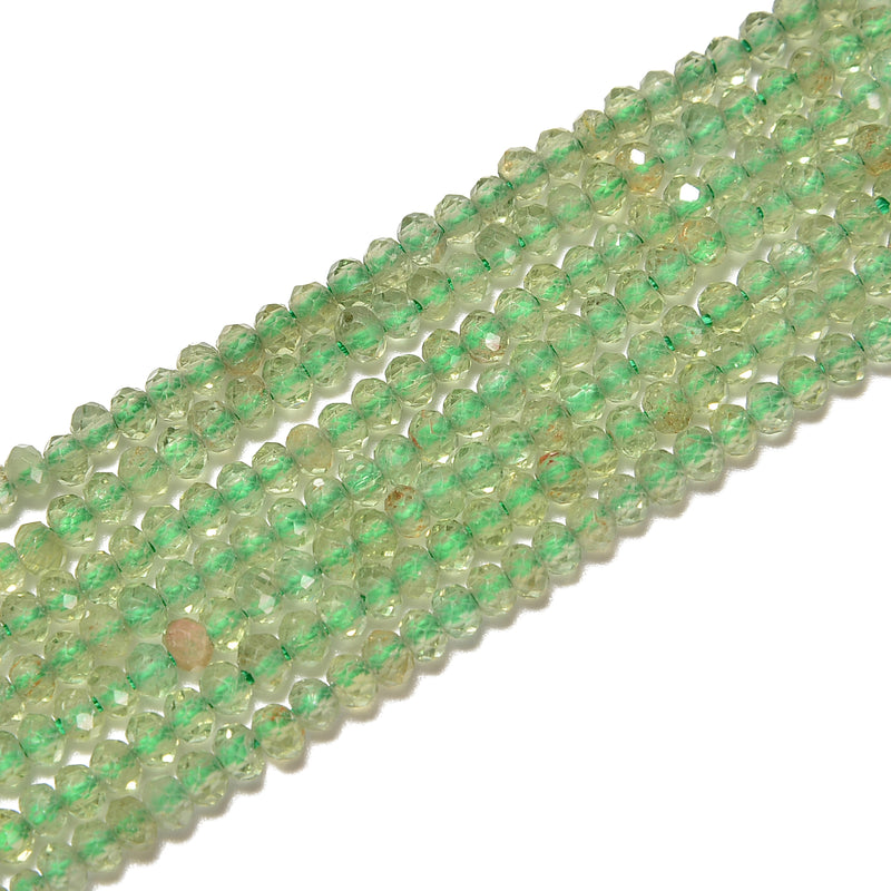 Green Apatite Faceted Rondelle Beads Size 2x3mm 15.5'' Strand