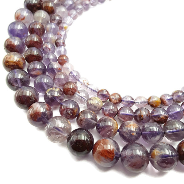 natural super seven smooth round beads