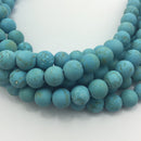 large hole blue turquoise beads matte round beads