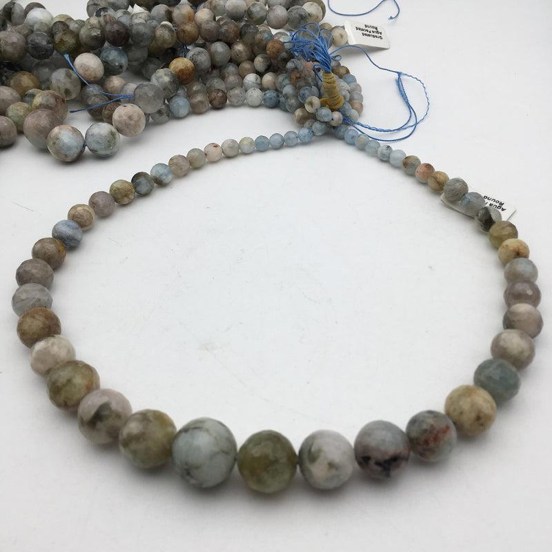 aquamarine graduated faceted round beads