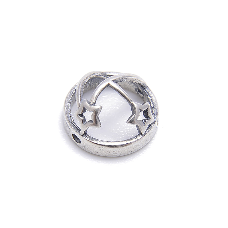 925 Sterling Silver Anti-Silver Star Ball Cap Beads Size 5.5x10mm 6Pcs Per Bag