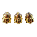 buddha head charm gold plated copper with micro pave rhinestone