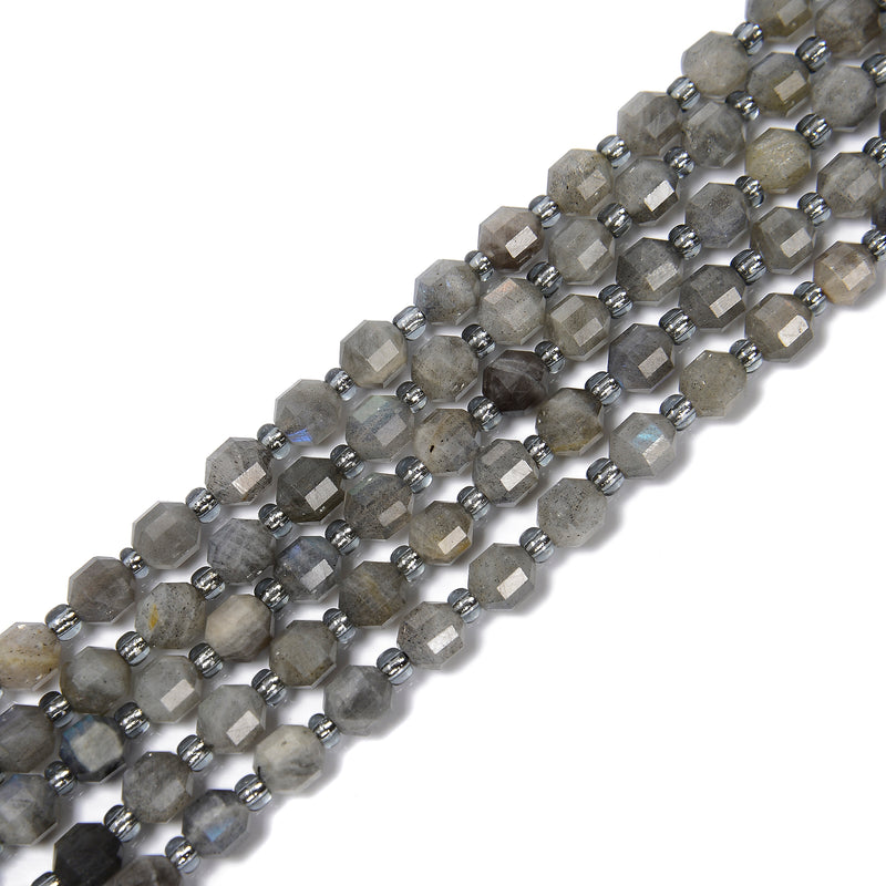 Natural Labradorite Prism Cut Double Point Beads Size 5x6mm 15.5'' Strand