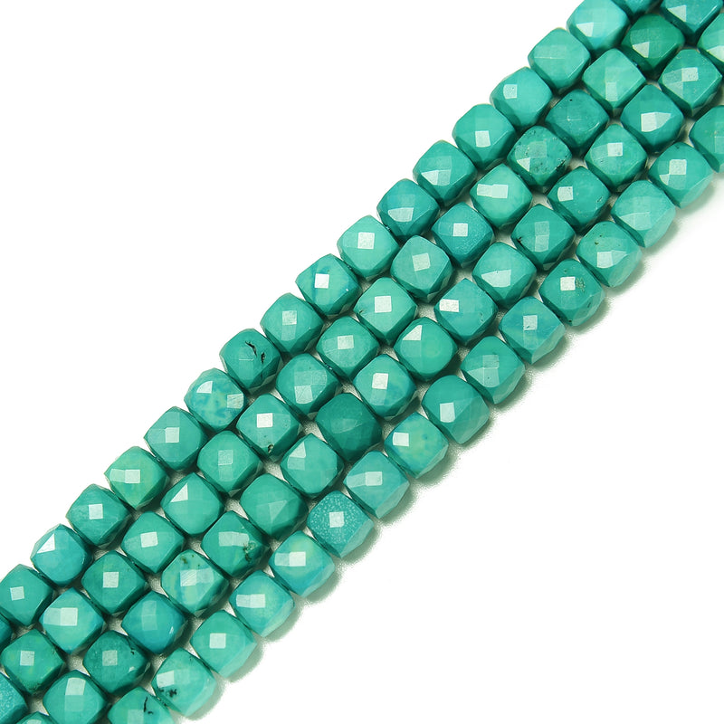 Blue Green Turquoise Faceted Cube Beads Size 7mm 15.5'' Strand