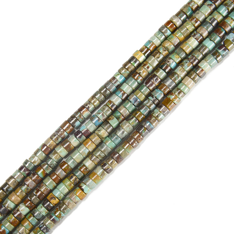 Natural Multi Color Turquoise Heishi Disc Beads Size 2x4mm 15.5'' Strand