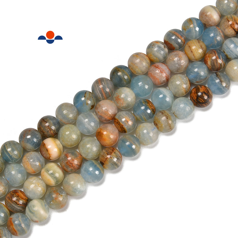 Argentinian Lemurian Aquatine Calcite Smooth Round Beads 6mm 8mm 10mm 12mm 15.5'' Strand