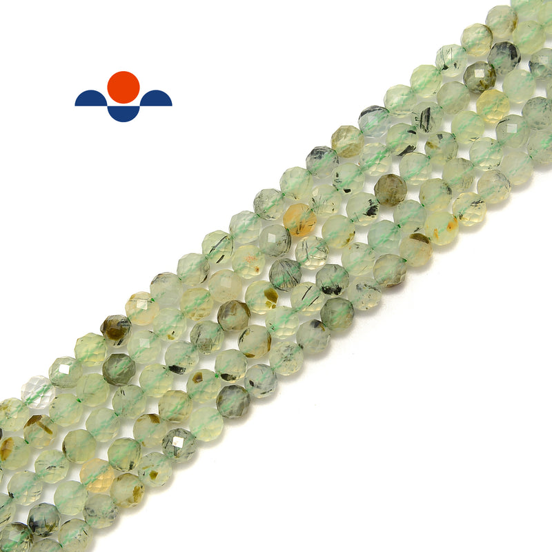 Natural Prehnite Faceted Round Beads Size 5mm 15.5" Strand