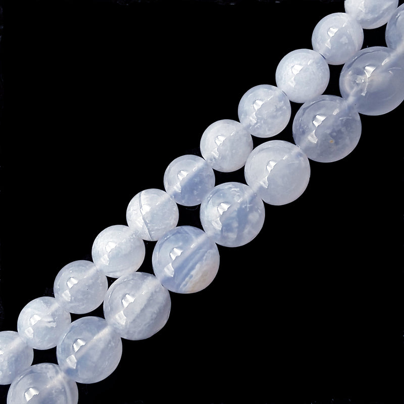 translucent blue chalcedony smooth round beadsbeads 