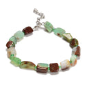 Chrysoprase Pebble Nugget Beaded Bracelet Silver Plated Clasp 8x10mm 7.5" Length