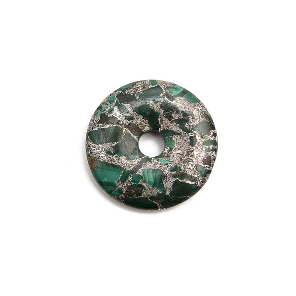 Pyrite Mlachite Donut Circle Pendant Size 40mm Sold Per Piece