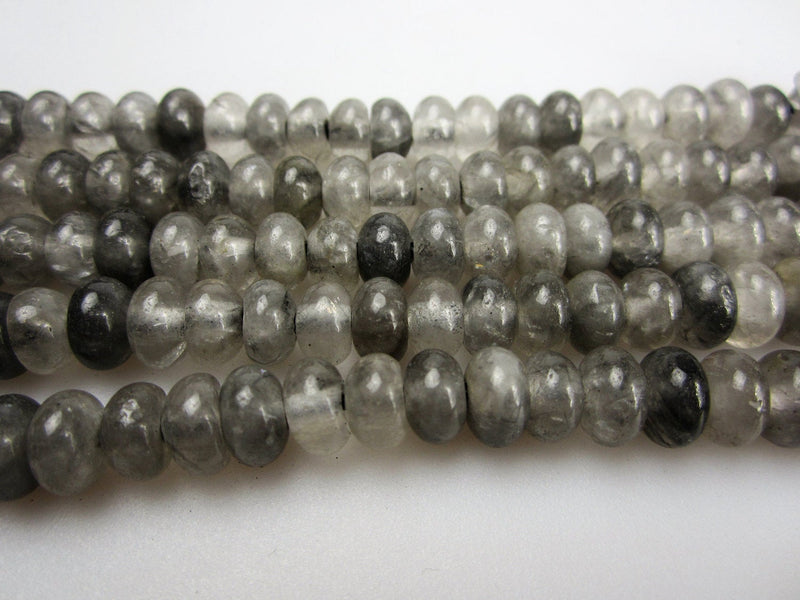 large hole cloudy quartz smooth rondelle beads