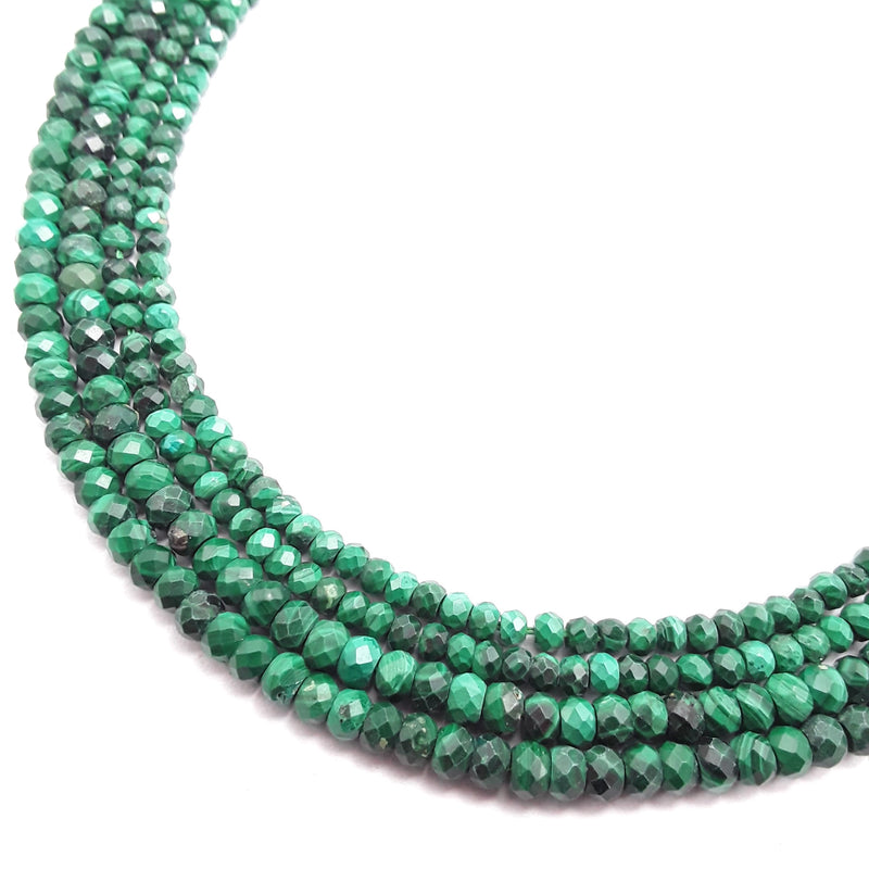 natural malachite faceted rondelle beads 