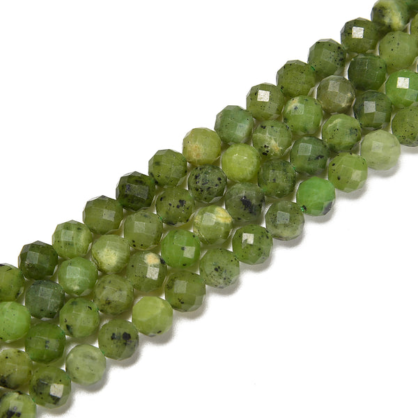 Natural Canadian Nephrite Jade Faceted Round Beads Size 6mm 15.5'' Strand