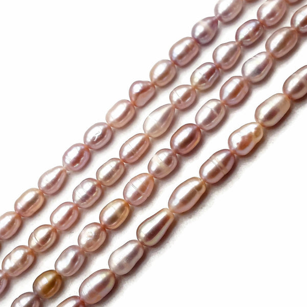 Purple Fresh Water Pearl Rice Shape Beads Size Approx 5x7mm 15" Strand