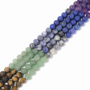 Natural Rainbow Chakra Gemstone Matte Round Beads Size 6mm 8mm 10mm 15.5''Strand