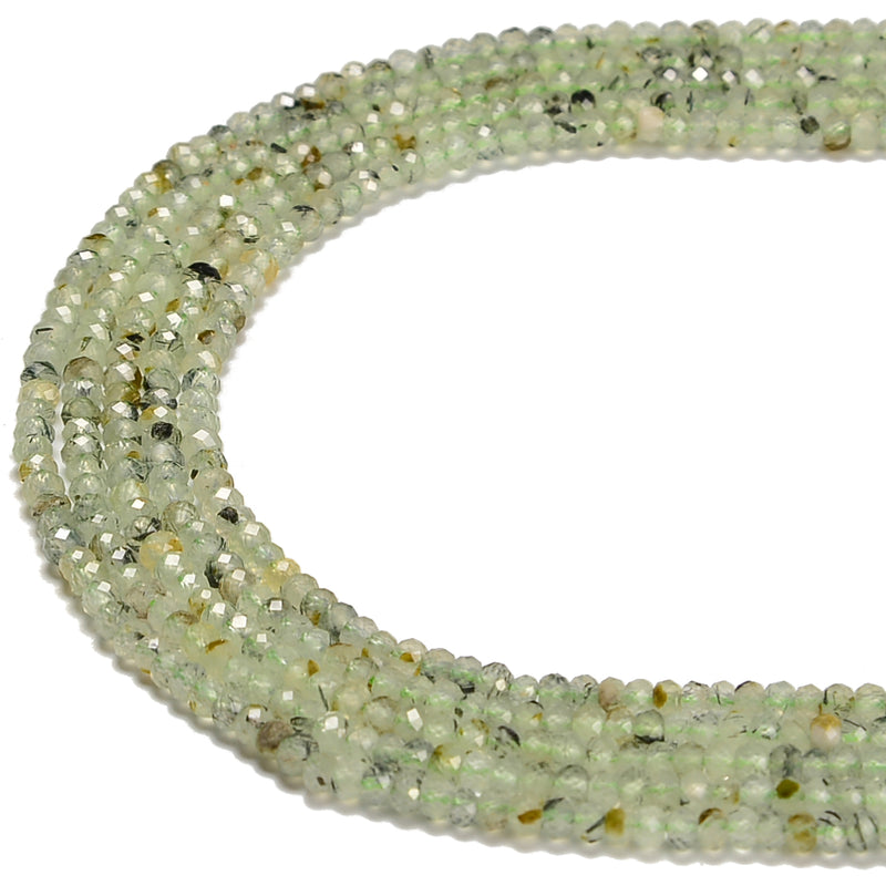Natural Prehnite Faceted Rondelle Beads Size 2x3mm 15.5'' Strand