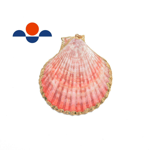 red gold plated edge sea shell pendant