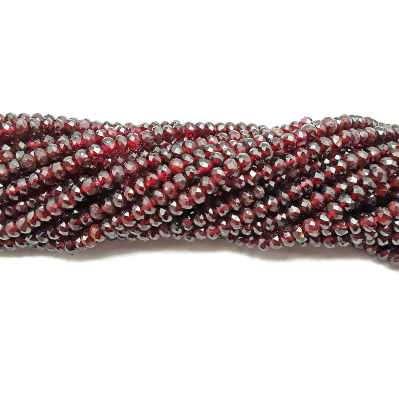 Natural Garnet Faceted Rondelle Beads 3x5mm 15.5" Strand