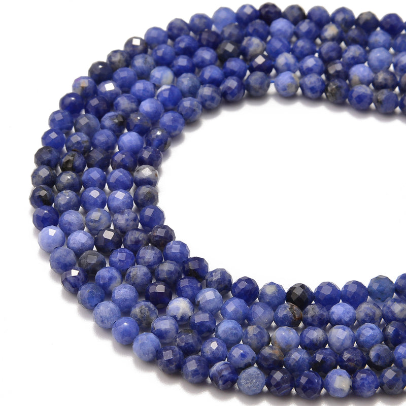 natural sodalite faceted round beads