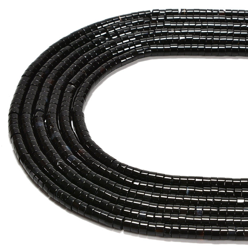 Black Onyx Heishi Disc Beads Size 2x4mm 15.5'' Strand