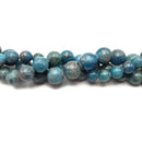 Light Blue Natural Apatite Smooth Round Beads 8mm 10mm 12mm 15.5" Strand