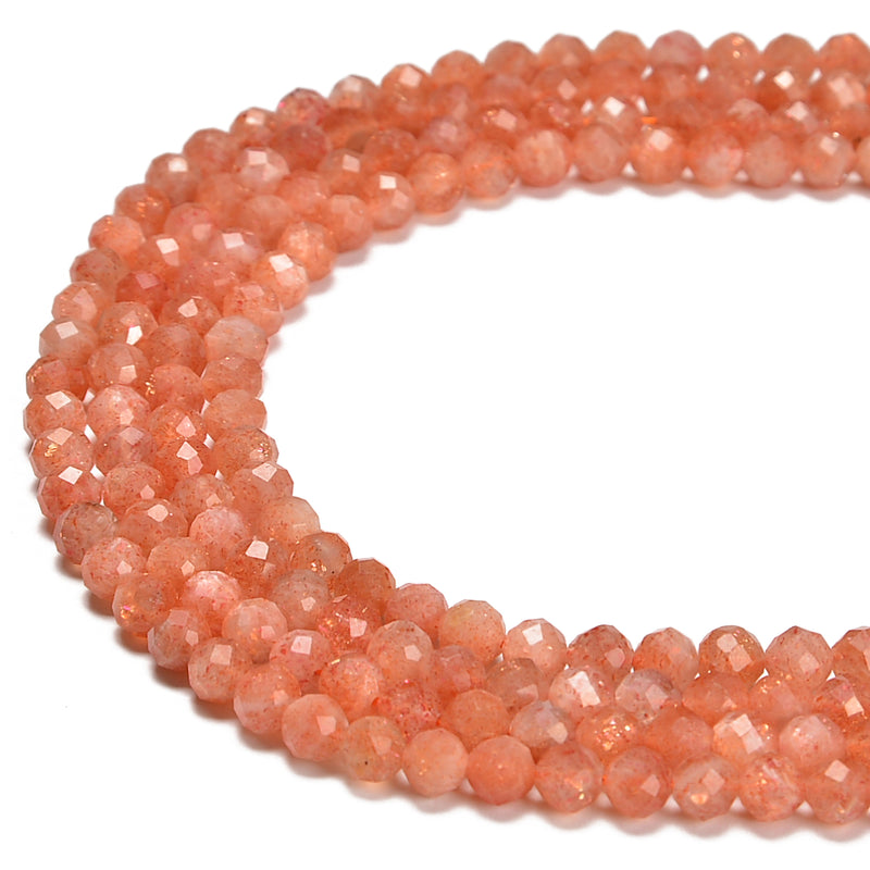 Natural Sunstone Lepidocrocite Faceted Round Beads 2.5mm 4mm 5mm 15.5" Strand
