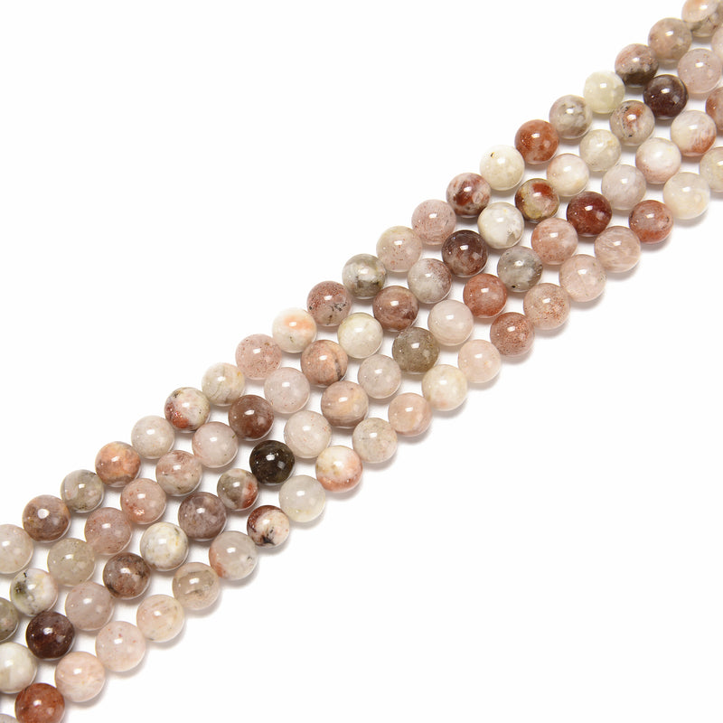 Natural Multi Color Sunstone Smooth Round Beads Size 6mm 8mm 10mm 15.5'' Strand
