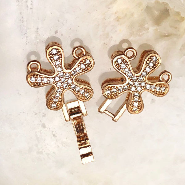 light rose gold plated copper with micro pave clear zircon clasp