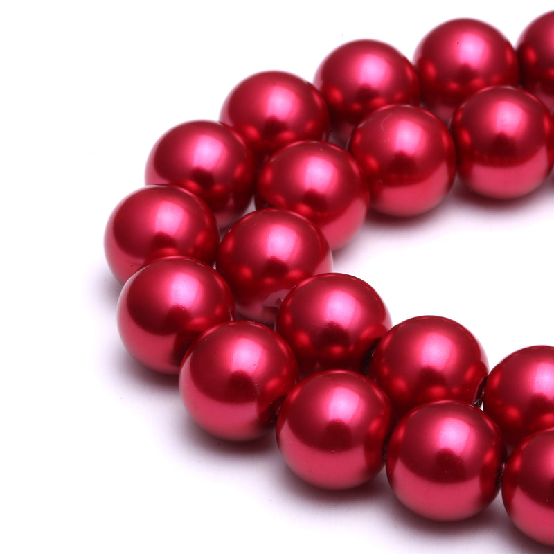 Bright Red Glass Pearl Smooth Round Beads 3mm 4mm 6mm 8mm 10mm 12mm 15.5" Strand