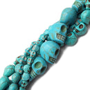 Blue Howlite Turquoise Skull Beads 6x8mm 8x10mm 10x12mm 11x14mm 18x20mm 15.5" Strand