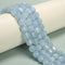 Aquamarine Prism Cut Double Point Faceted Round Beads 9x10mm 15.5'' Strand