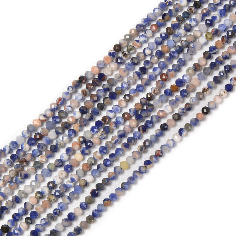 Natural Orange Sodalite Faceted Round Beads Size 2mm 15.5'' Strand