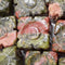 unakite hand carved square beads