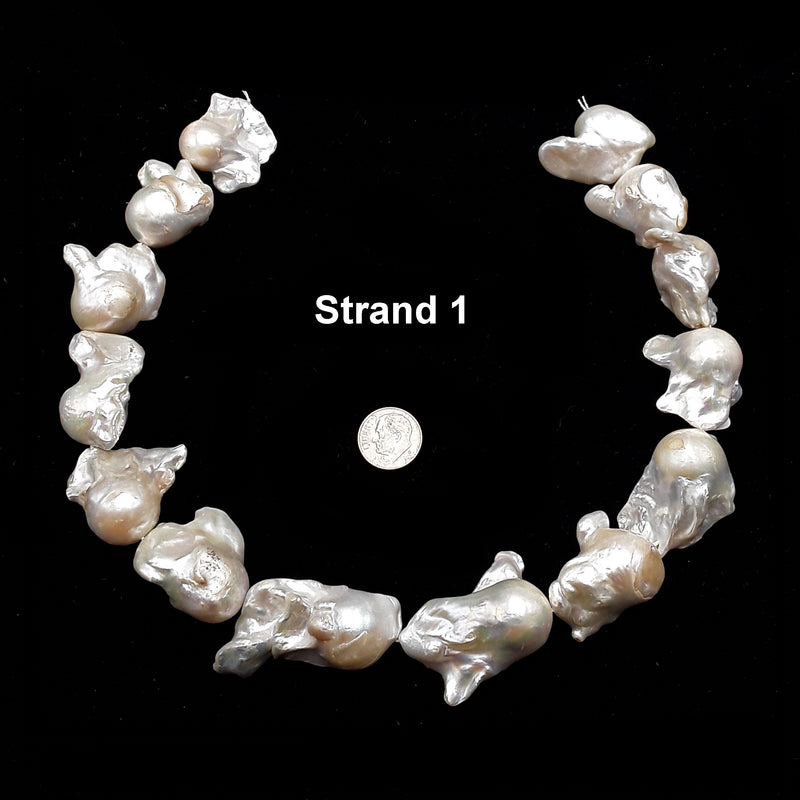 High Grade Natural Fresh Water Pearl Baroque Flameball Beads 30-45mm 15.5"Strand