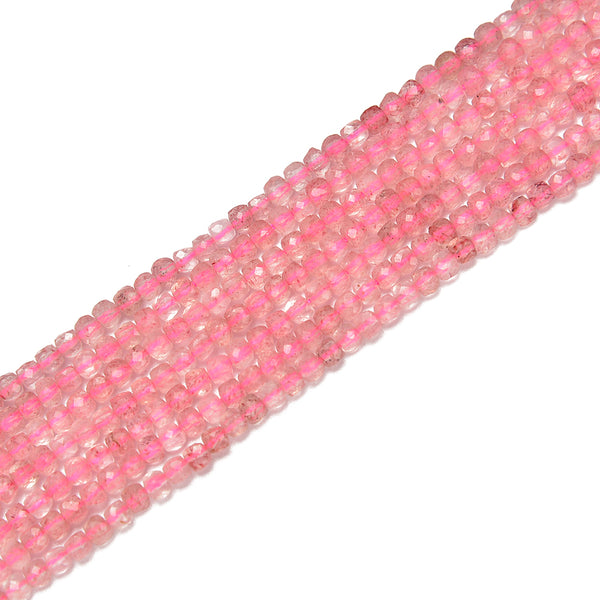 Natural Strawberry Quartz Faceted Cube Beads Size 2.5mm 15.5'' Strand