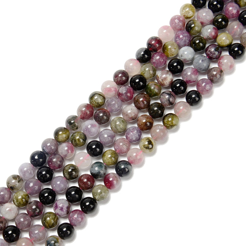 Light Multi Color Tourmaline Smooth Round Beads Size 6mm to 12mm 15.5'' Strand