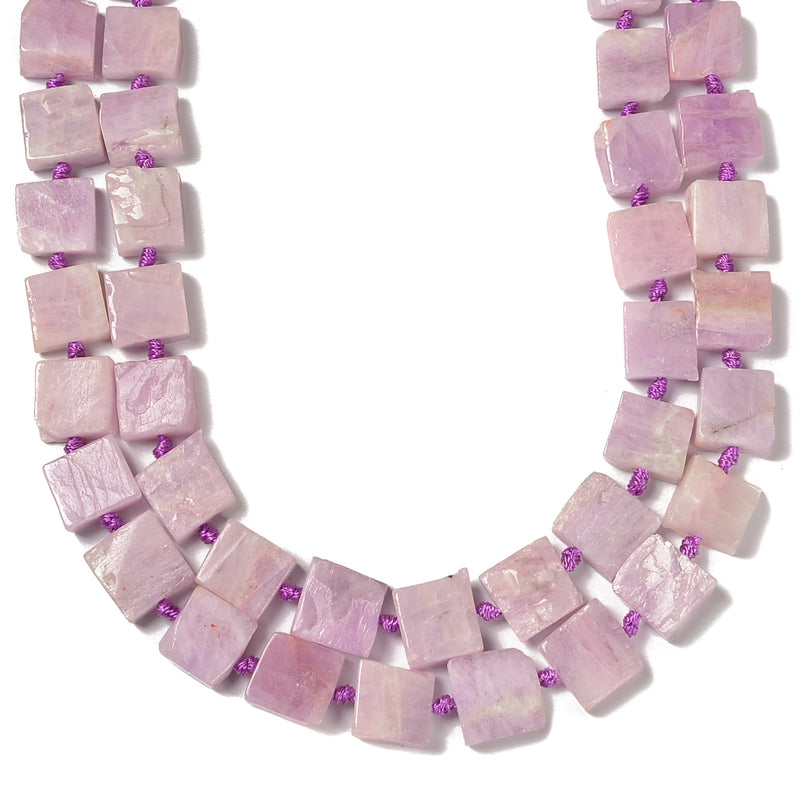 Natural Kunzite Square Beads Size 10-12mm 15.5'' Strand