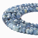 Natural Dark Blue Aquamarine Faceted Rondelle Beads Size 4x6mm 15.5'' Strand