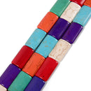 Multi-color Howlite Turquoise Rectangle Beads Size 15x25mm 15.5'' Strand