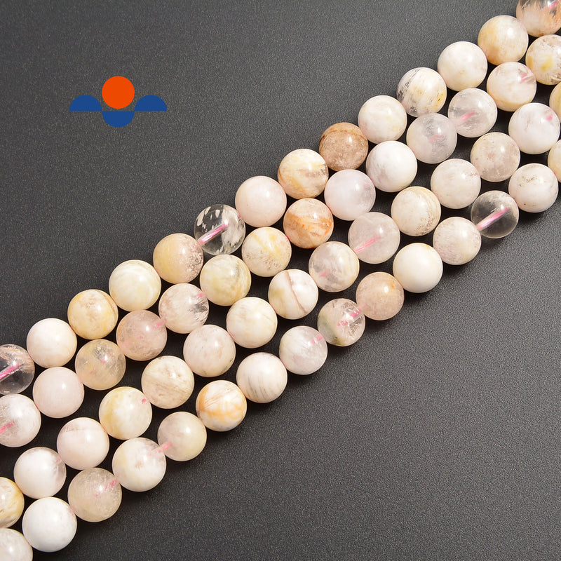 White Sakura Quartz Smooth Round Beads Size 8mm 9mm 10mm 15.5" Strand