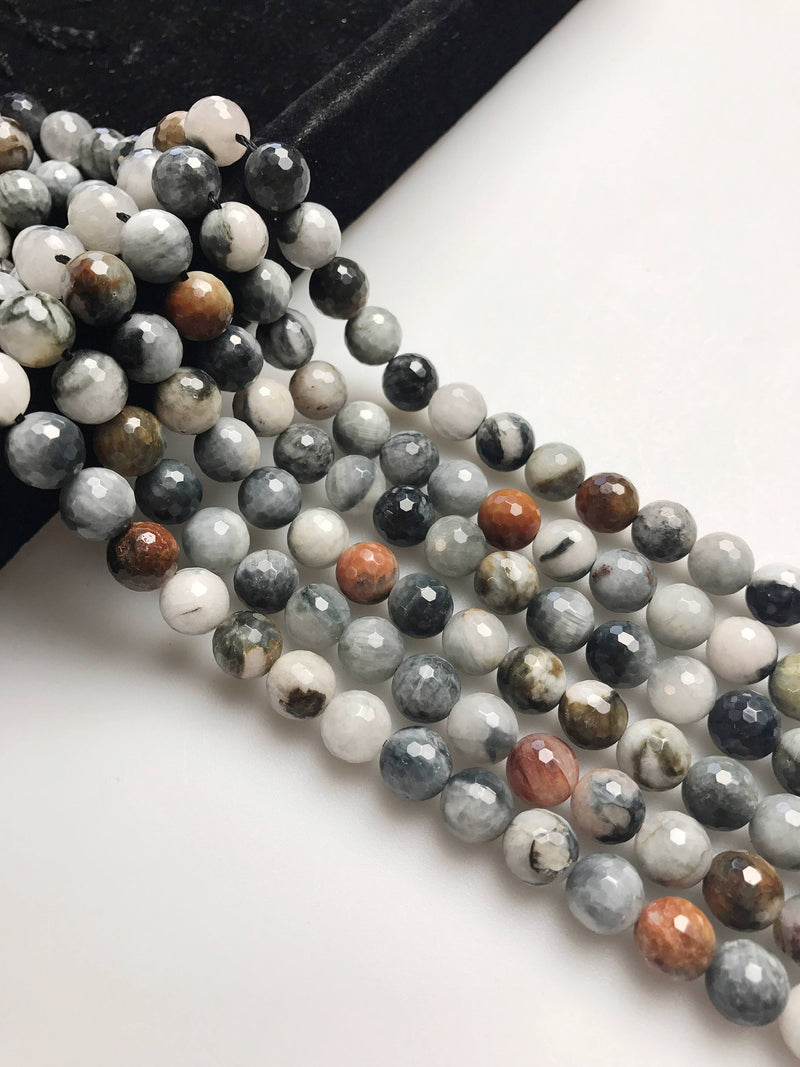 Eagle Hawk's eye faceted round beads 