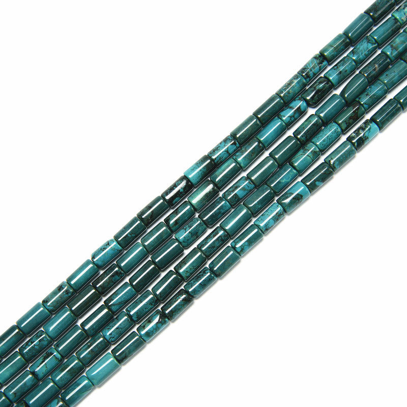 Blue Green Magnesite Turquoise Cylinder Tube Beads Size 6x10mm 15.5'' Strand