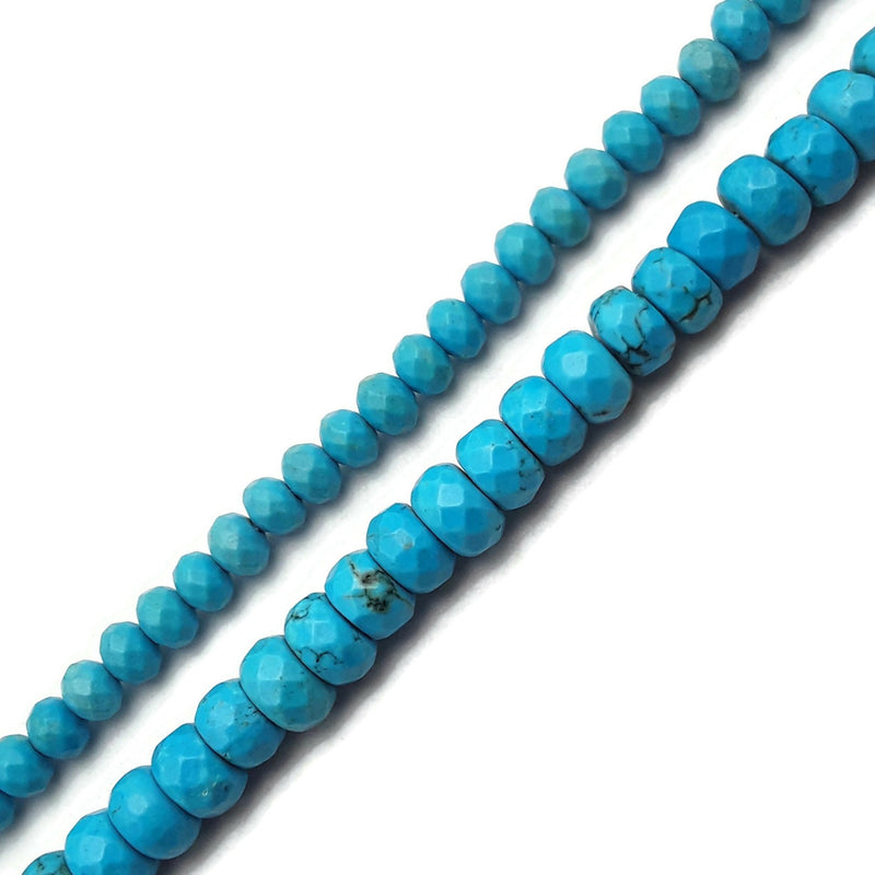 Blue Howlite Turquoise Faceted Rondelle Beads 4x6mm 5x8mm 15.5" Strand