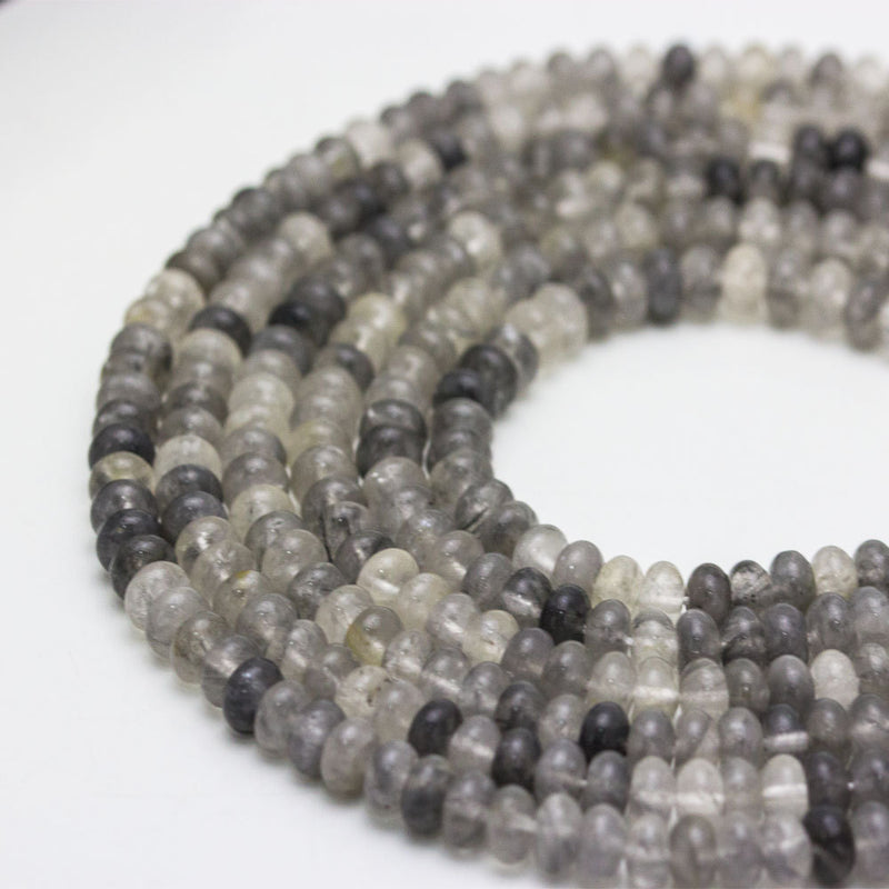 cloudy quartz smooth rondelle beads