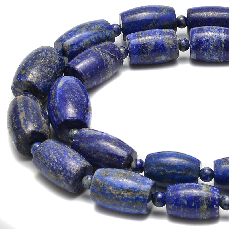 Lapis Lazuli Graduated Drum Shape Beads Size 13x18-20x25mm 15.5'' Strand